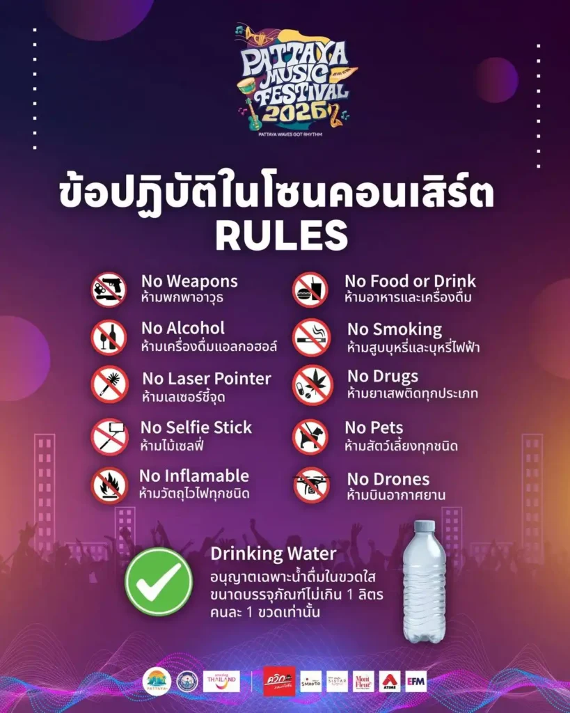 คอนเสิร์ตพัทยาล่าสุด! ลานโพธิ์ นาเกลือ Pattaya Music Festival 2026 3 คอนเสิร์ตพัทยาล่าสุด! เช็กไลน์อัป Pattaya Music Festival 2026