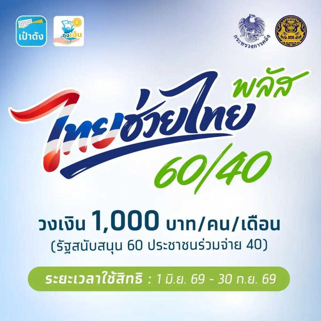 ลงทะเบียนไทยช่วยไทยพลัส พัทยา 60/40