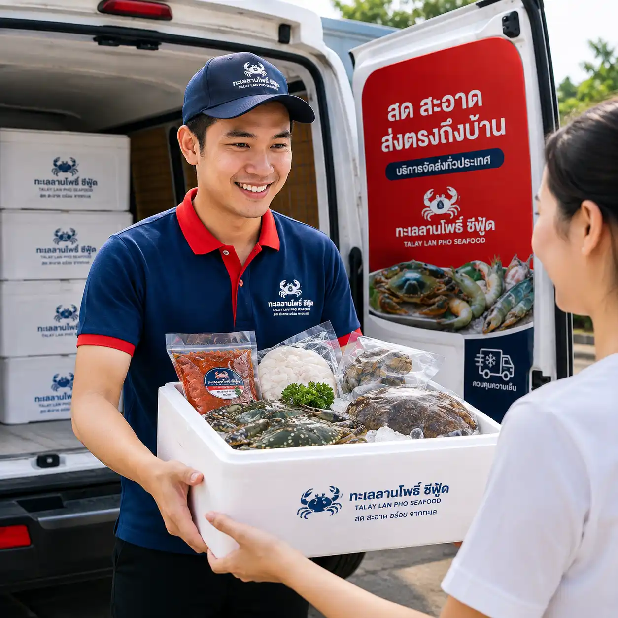 การเตรียมและจัดส่งสินค้าจากทะเลลานโพธิ์ ซีฟู้ด