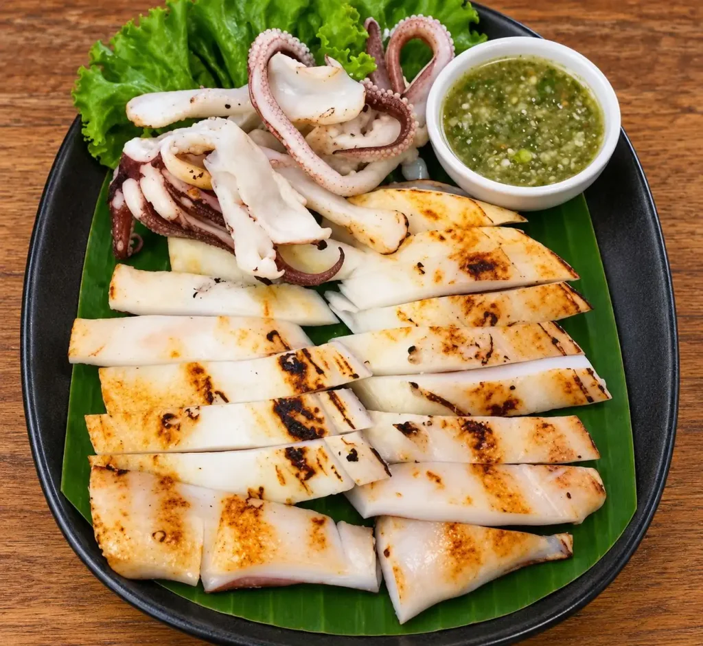 grilled squid and cuttlefish